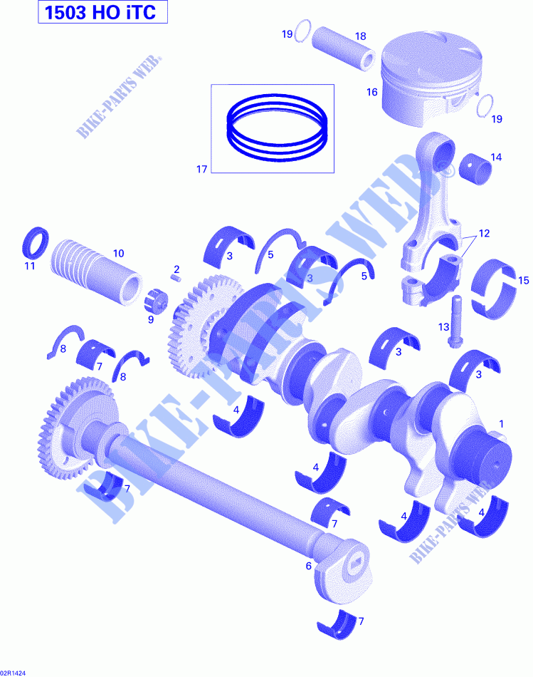Albero motore, pistoni e albero di equilibratura per Sea-Doo RXP-X 260 & RS 2014
