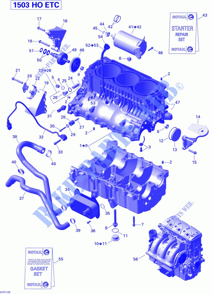 Motore e supporto motore per Sea-Doo RXT-X aS  & XRS aS (aS: ADJUSTABLE SUSPENSION) 2011