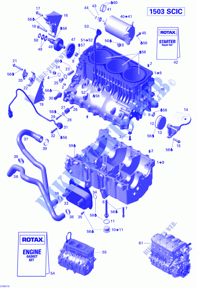 Motore e supporto motore per Sea-Doo GTX LIMITED 2007