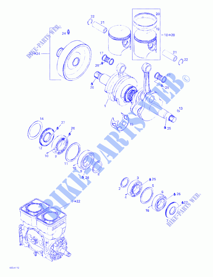 Albero motore e pistone per Sea-Doo GTI 5552 2001