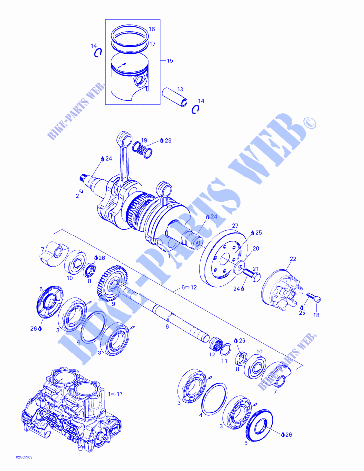 Albero motore e pistone per Sea-Doo XP LIMTED 5868/5869 1999