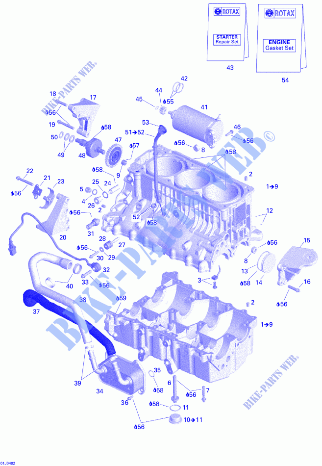 Motore e supporto motore per Sea-Doo 01- Cooling System 2004