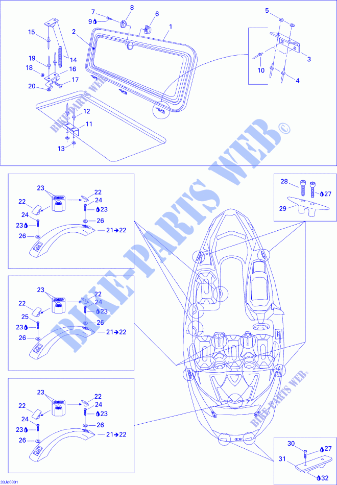 Copertura centrale e accessori per Sea-Doo 01- Air Intake Manifolds 2003