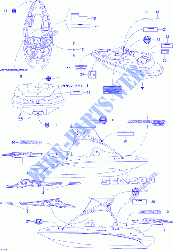 Decalcomanie per Sea-Doo 01- Air Intake Manifolds 2003